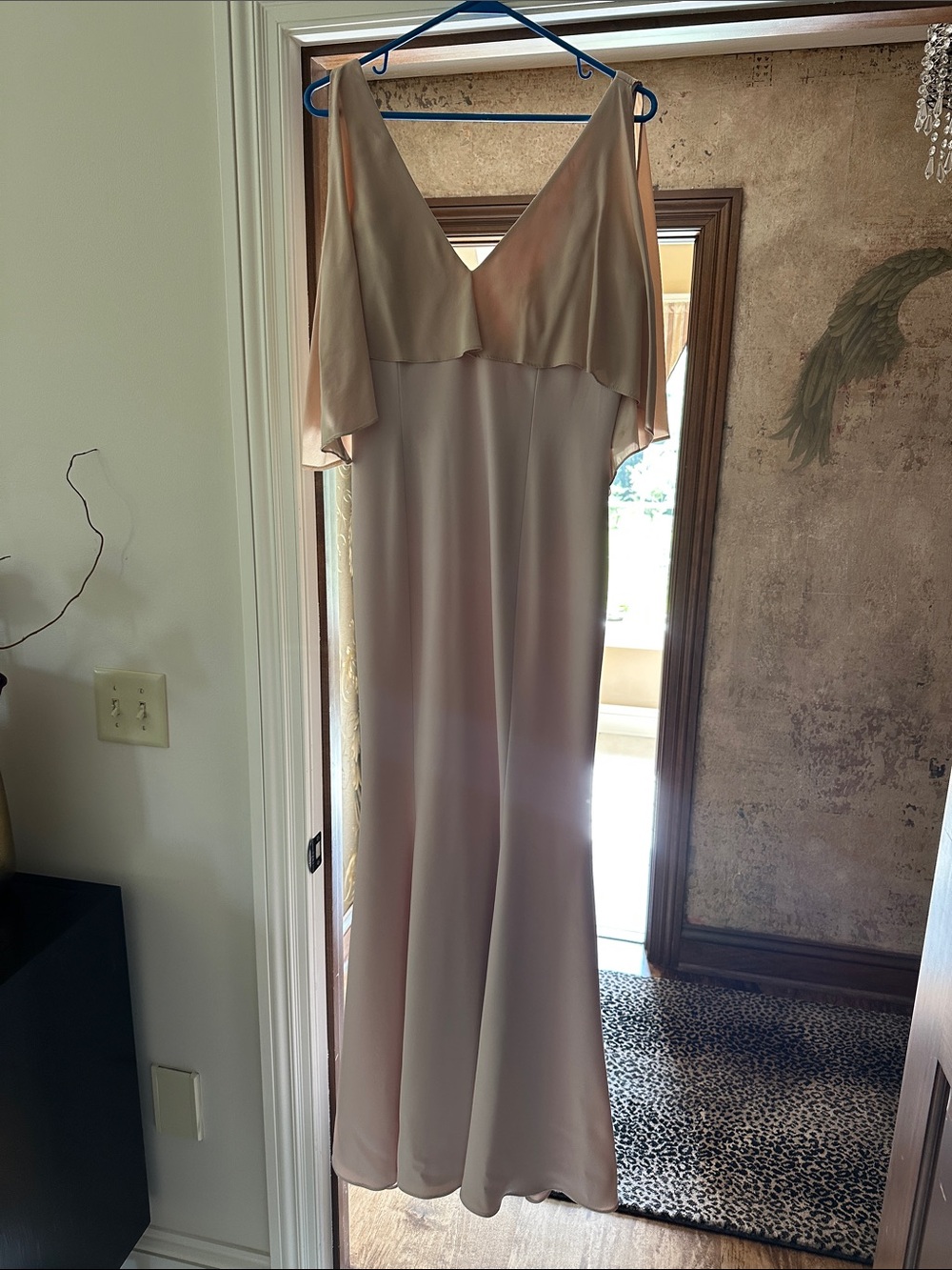 JAYGODFREY Blush Pink and Champagne V-Neck Maxi Dress